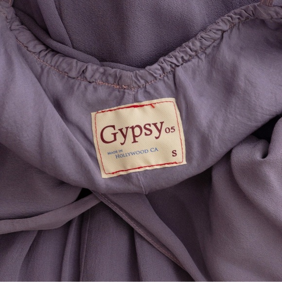 Gypsy 05 Revolve Dress Womens SM Maxi Plunge Boho Flowy Purple 100% Silk V-Neck - Picture 6 of 6
